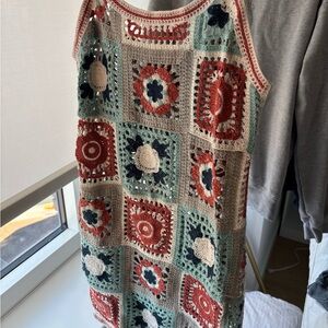 Colorful Crochet beach coverup dress